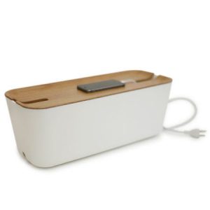 Bosign XL kabelbox met licht houten deksel - handig voor opladen telefoon