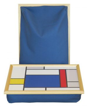 Laptray-Schoottafel-Mondriaan-grote-blokken-met-blauw-schootkussen
