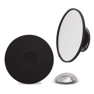 Zwarte make-up of scheerspiegel met vergrotende spiegel