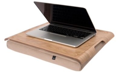 Laptray / Schootkussen Wilgen houten blad – Camel kussen